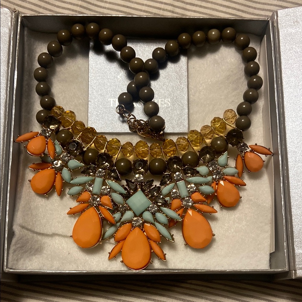 Bold Orange and Brown Layered Necklace